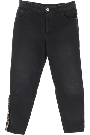 CHANEL 1986-1988 tweed-trim jeans