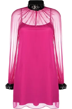Moschino High-neck semi sheer mini dress
