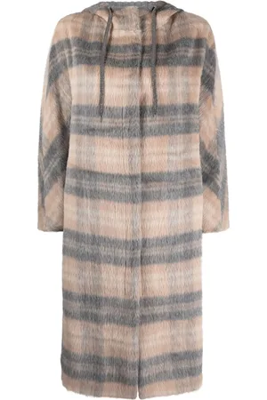 Fabiana Filippi Brushed plaid-check hooded coat