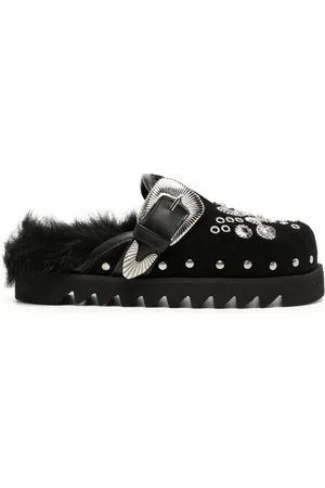 TOGA PULLA Studded faux-fur mules