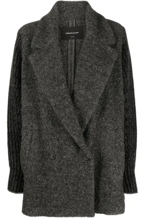 Fabiana Filippi Knitted-sleeved double-breasted coat