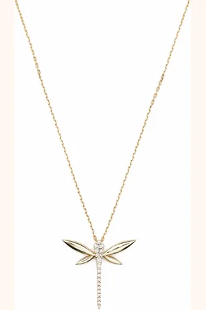 ANAPSARA 18kt yellow Dragonfly diamond pendant necklace