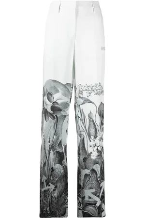 OFF-WHITE Botanical print straight-leg trousers