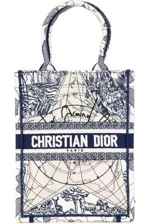 Dior 2020 Embroidered Canvas Around The World Vertical Book tote bag