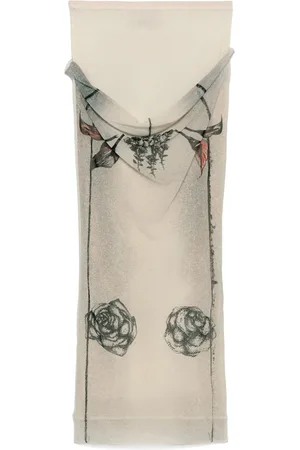 Jean Paul Gaultier Tattoo-print mesh midi skirt