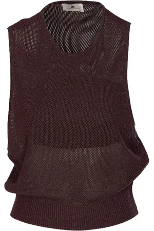 Elisabetta Franchi Mesh sleeveless top draped hem
