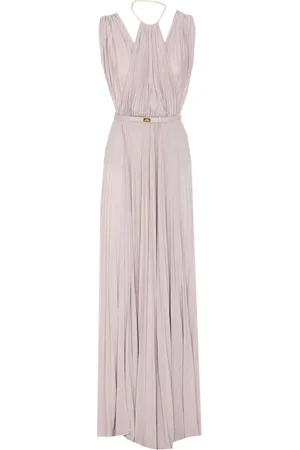 Elisabetta Franchi Pleated maxi dress with halter neckline