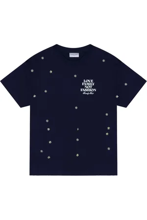 Family First Floral-embroidered T-shirt