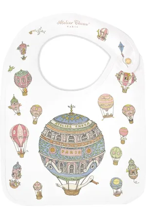Atelier Choux Hot Air Balloons organic cotton bib