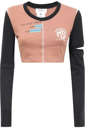 Marine Serre Long-sleeve cropped top