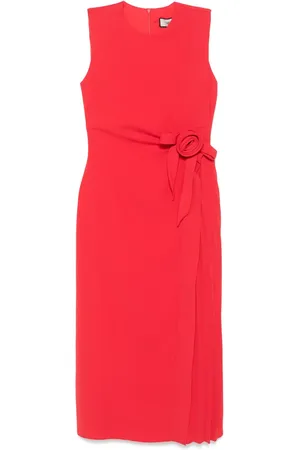 NISSA Floral-appliqué midi dress