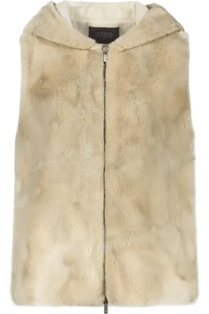 LORENA ANTONIAZZI Faux-fur hooded waistcoat