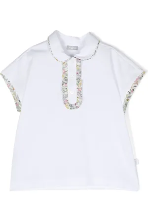 Il gufo Ruffled cotton polo shirt