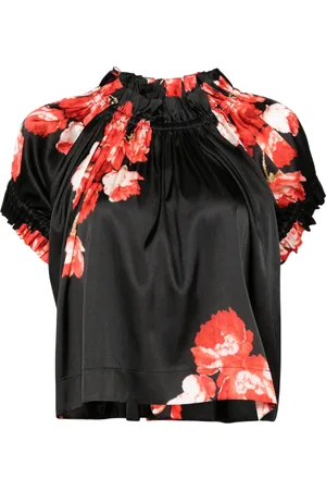 Simone Rocha Elasticated gathered ruffle tulip top
