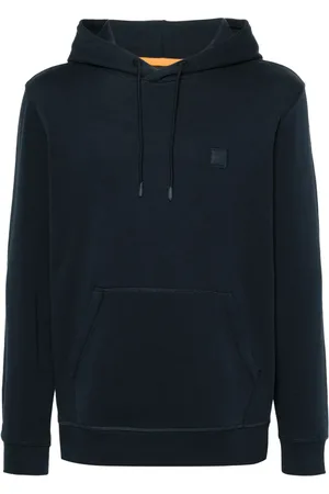 HUGO BOSS Logo-patch cotton hoodie