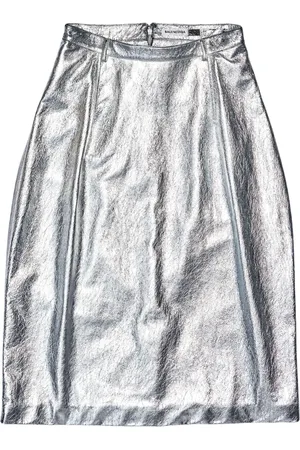 Balenciaga Metallic-effect lamb skin skirt