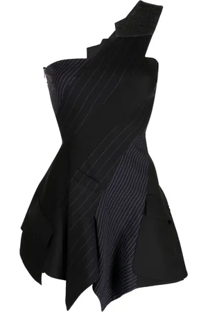 MONSE One-shoulder pinstripe asymmetric dress