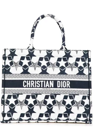 Dior 2021 Large Canvas Embroidered Lucky Star Book tote bag