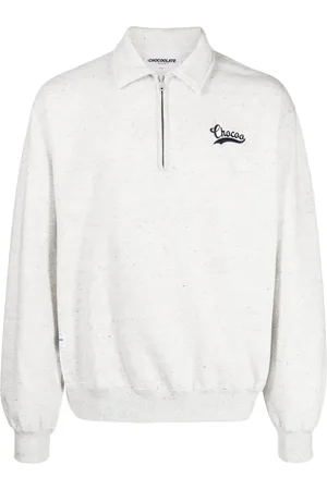 Chocoolate Logo-embroidered polo-collar sweatshirt