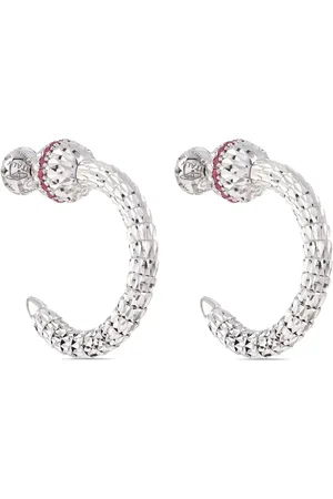 Officina Bernardi 18kt white gold Ophidia ruby hoop earrings
