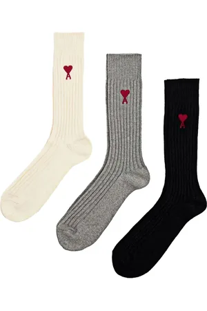 Ami Logo-embroidered ribbed-knit socks