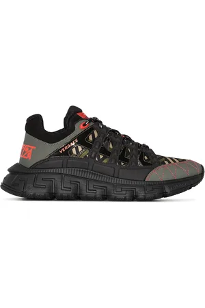 VERSACE Trigreca panelled cut-out sneakers