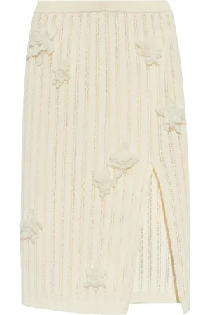 Casablanca Floral-appliqué midi skirt