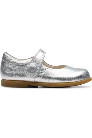 Clarks Metallic-leather ballerina shoes