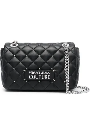 VERSACE Logo-lettering quilted crossbody bag