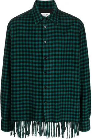 Lanvin Fringed checked wool shirt