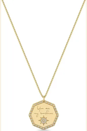 Zoe Chicco 14kt yellow You Are My Sunshine diamond necklace
