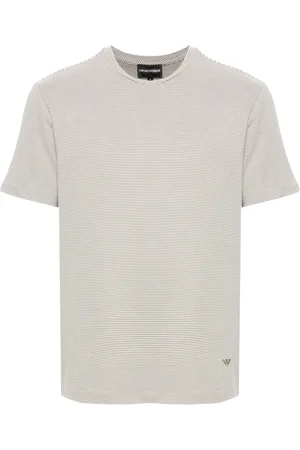 Emporio Armani Logo-embroidered striped T-shirt