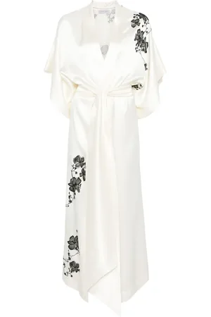 CARINE GILSON Lace-detail silk robe