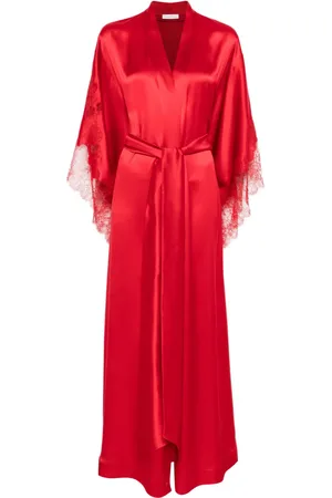 CARINE GILSON Calais Caudry-lace silk dressing gown