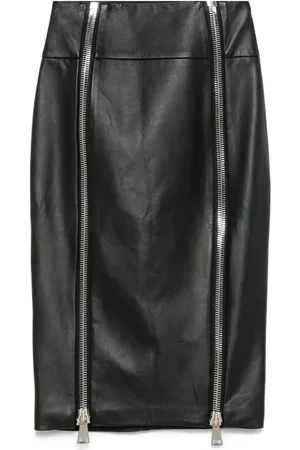MITILIANE COUTURE Leather zip-up midi skirt