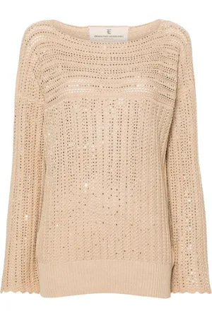 ERMANNO SCERVINO Crystal-embellished open-knit jumper