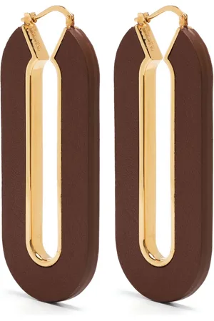Jil Sander Precious Wildness oval leather earrings