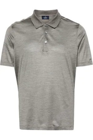 BARBA Mélange-effect silk polo shirt