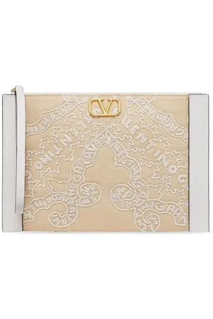 VALENTINO GARAVANI Logo-print leather clutch bag