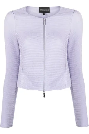 Emporio Armani Barré jersey zip-up jacket