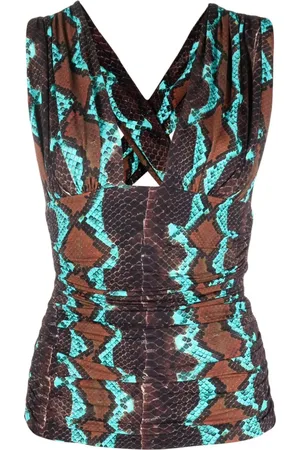 Roberto Cavalli Snakeskin-print sleeveless top