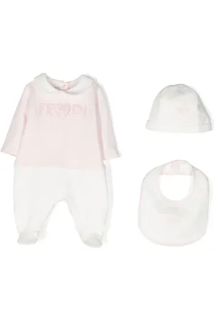 Fendi Embroidered-logo panelled babygrow set