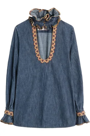 VALENTINO GARAVANI Embroidered chambray blouse