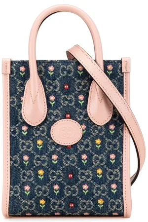 Gucci 2016-present Mini GG Denim Interlocking G Flowers Tote satchel