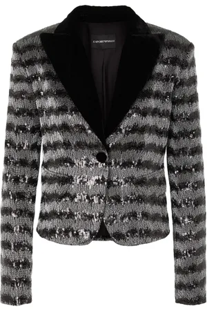 Emporio Armani Striped sequin cropped blazer
