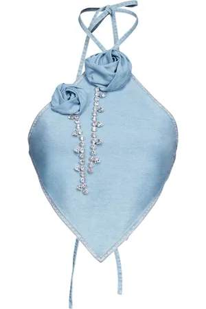 AREA Crystal-embellished top