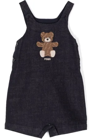 Fendi Teddy-embroidered short dungarees