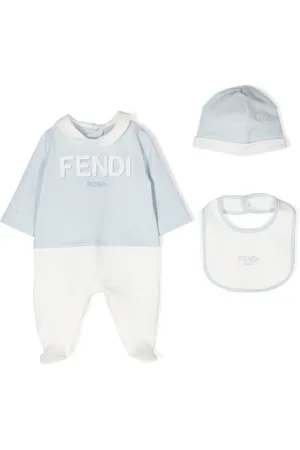 Fendi Logo-embroidered cotton babygrow set