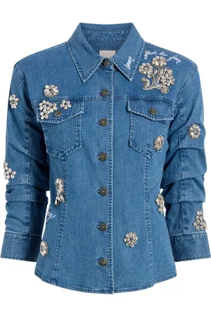 Cinq A Sept Crystal-embellished denim jacket