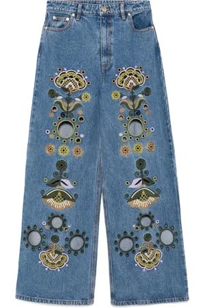 Cynthia Rowley Embroidered wide-leg jeans